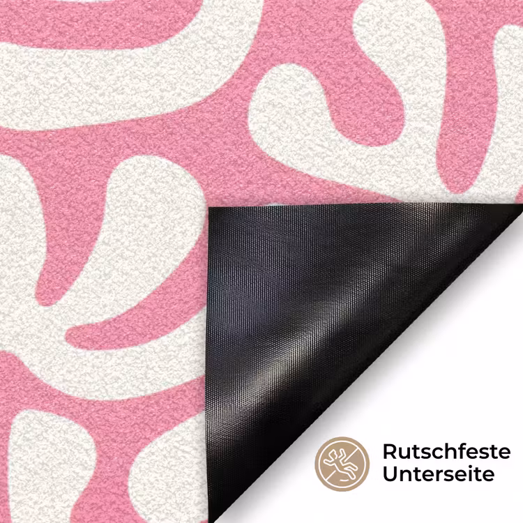 Koraal - Patroon - Roze - Wit - Minimalistisch Deurmat klein -antislip_DE