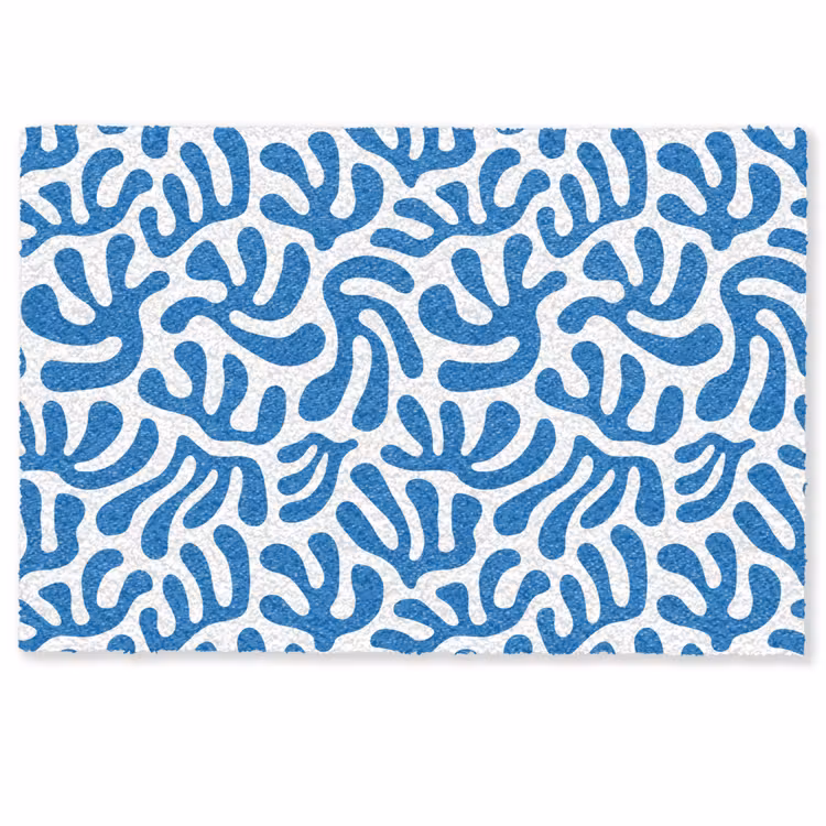 Koraal patroon - Wit - Blauw - Zomer Deurmat klein -zkaufland3d