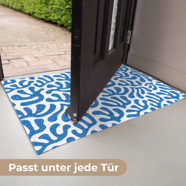 Koraal patroon - Wit - Blauw - Zomer Deurmat klein -USP_DE