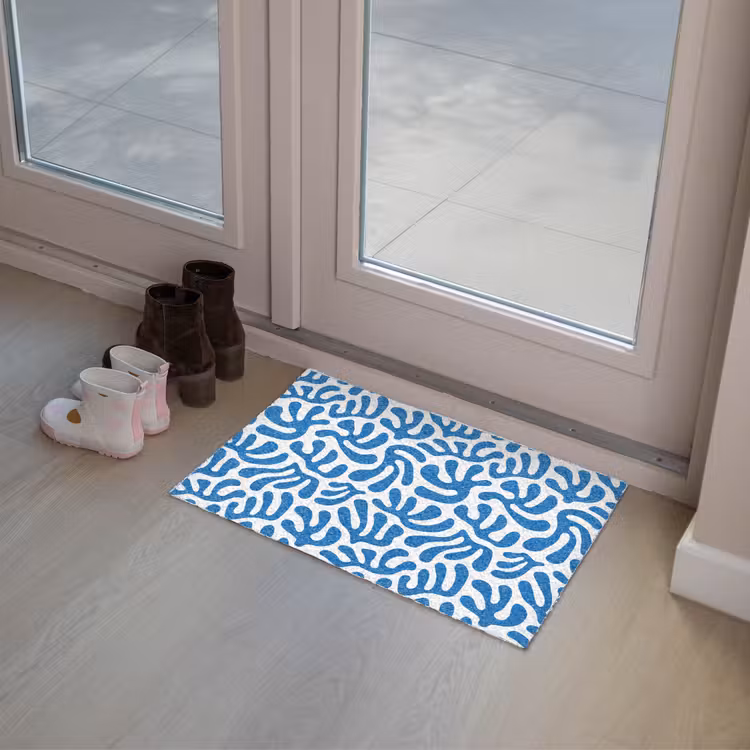 Koraal patroon - Wit - Blauw - Zomer Deurmat klein -sfeer3