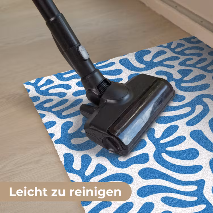 Koraal patroon - Wit - Blauw - Zomer Deurmat klein -reinigen_DE