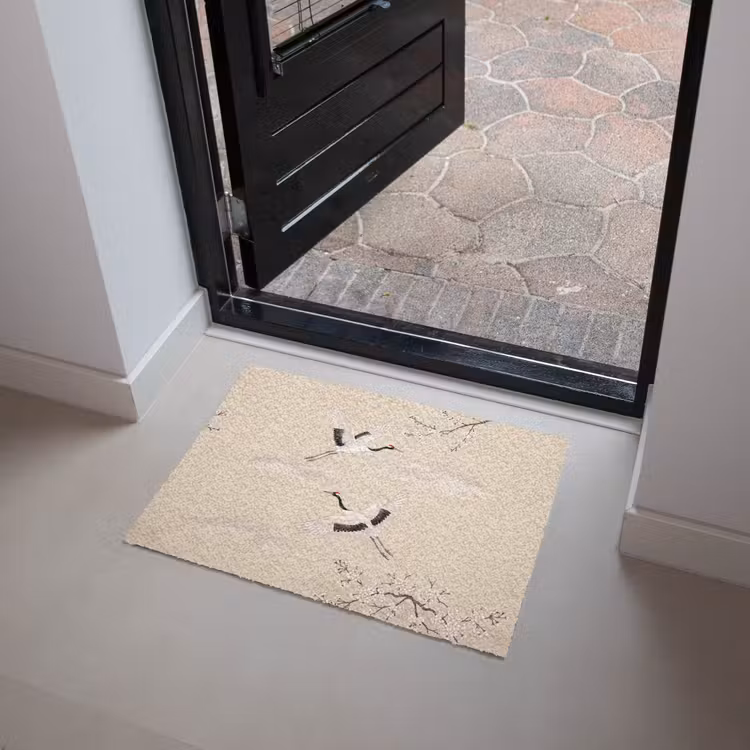 Kraanvogels - Bloesem - Beige Deurmat klein -sfeer5