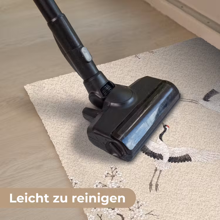 Kraanvogels - Bloesem - Beige Deurmat klein -reinigen_DE