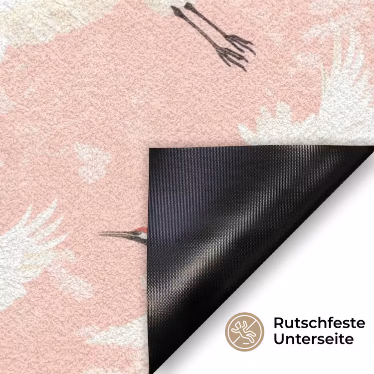 Kraanvogels - Bloesem - Roze Deurmat klein 898 -antislip_DE