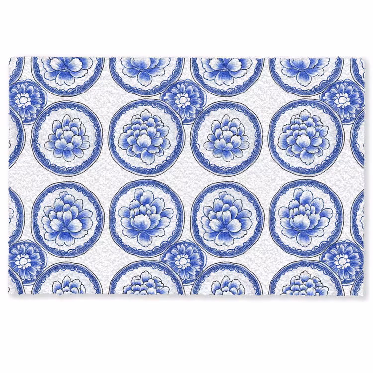 Cirkels - Bloemen - Blauw Deurmat klein 898 -zkaufland3d