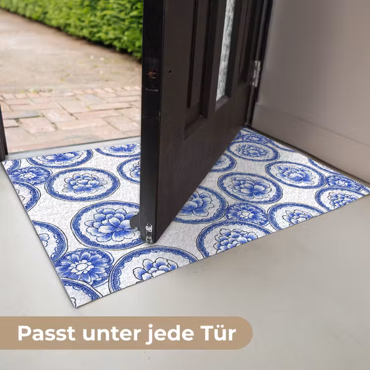 Cirkels - Bloemen - Blauw Deurmat klein 898 -USP_DE