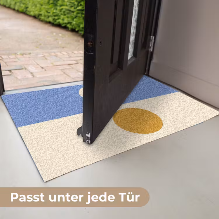 Cirkels - Symmetrisch - Wit - Blauw- Geel Deurmat klein -USP_DE