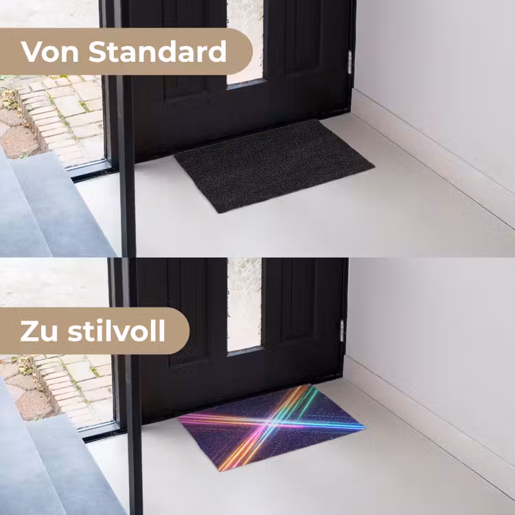 Kruisen - Lasterstralen - Neon Deurmat klein -voor-na_DE