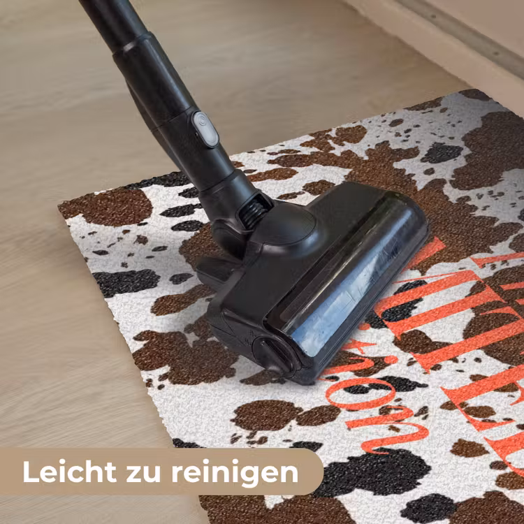 Koeienprint - Limited edition - Rood Deurmat klein -reinigen_DE