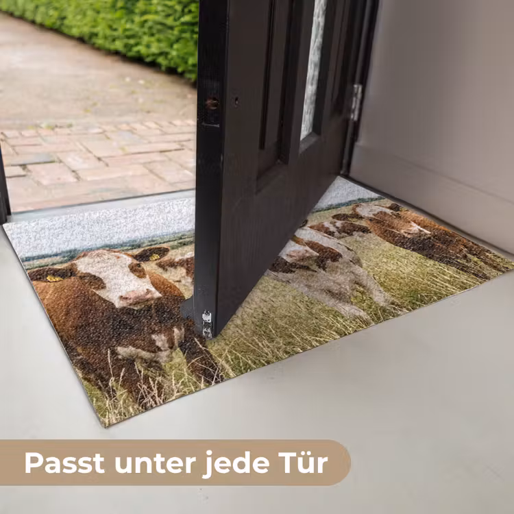 Koeien - Portret - Weide - Boerderij - Nieuwsgierig Deurmat klein -USP_DE