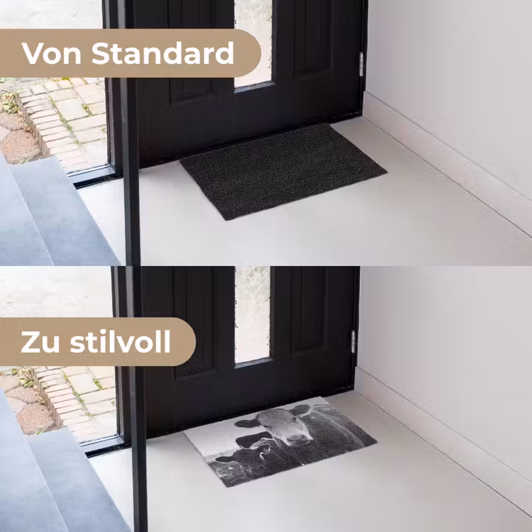 Koeien - Zwart - Wit Deurmat klein -voor-na_DE