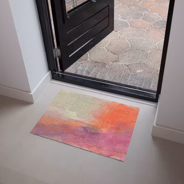 Fußmatte - Kunst – Fließend – Übergänge – Orange - Kunst - Vloeiend - Overgangen - Oranje Deurmat klein