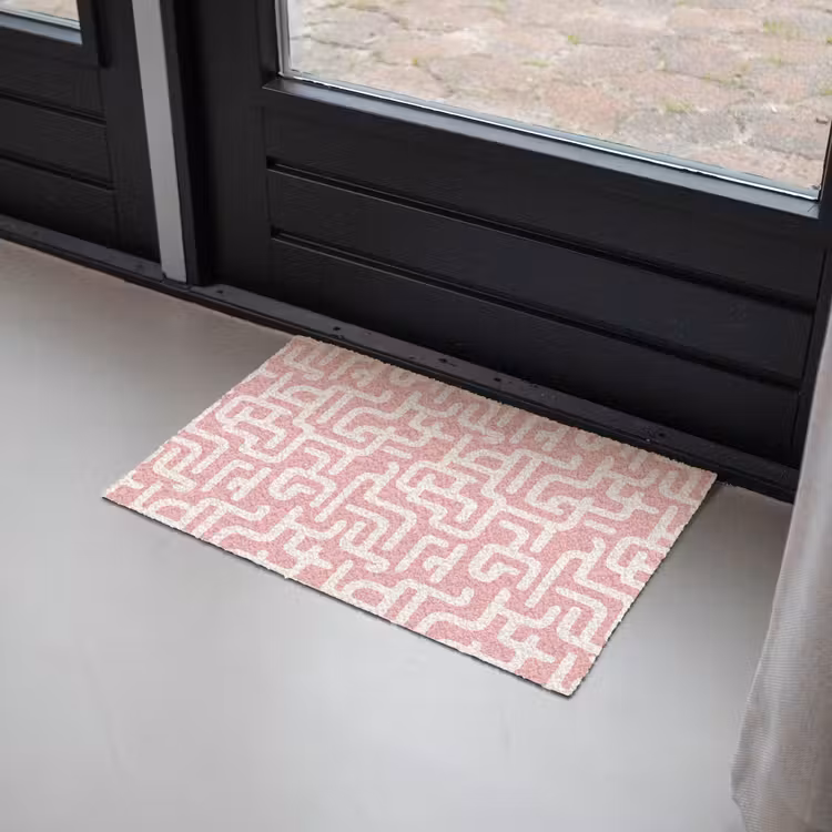 Doolhofpatroon - Roze - Wit - Abstract Deurmat klein 898 -sfeer2