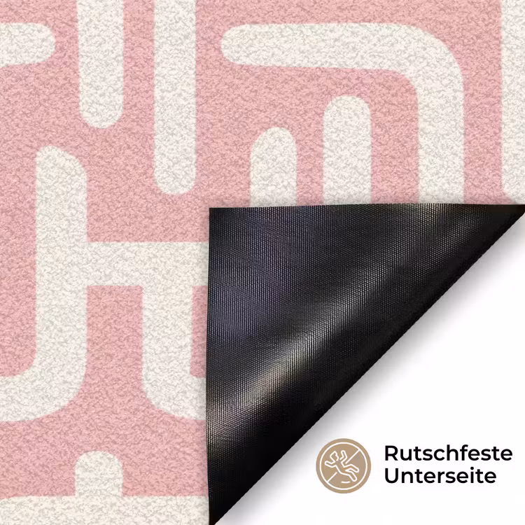 Doolhofpatroon - Roze - Wit - Abstract Deurmat klein 898 -antislip_DE