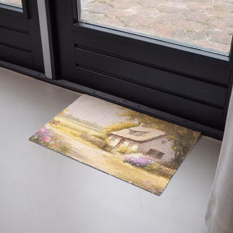 Huisje - Hout - Bloemen Deurmat klein -sfeer2