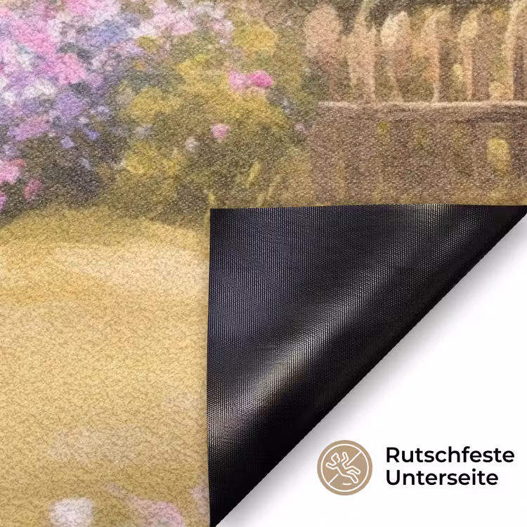 Huisje - Hout - Bloemen Deurmat klein -antislip_DE