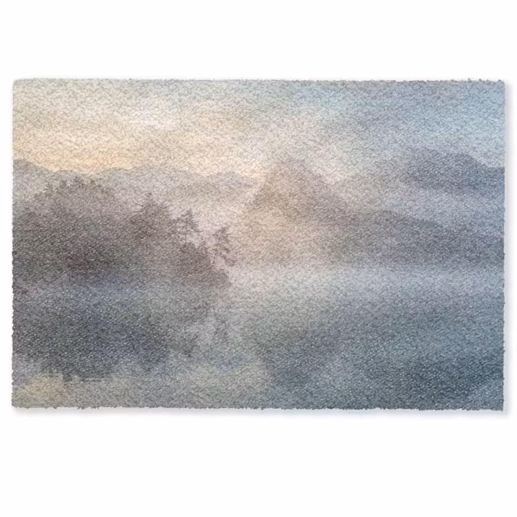 Landschap - Bergen - Mist - Water - Natuur Deurmat klein -zkaufland3d
