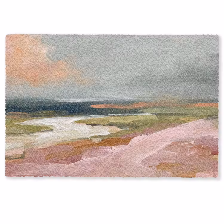 Fußmatte - Landschaft – Fluss – Abstrakt – Rosa – Grün - Landschap - Rivier - Abstract - Roze - Groen Deurmat klein