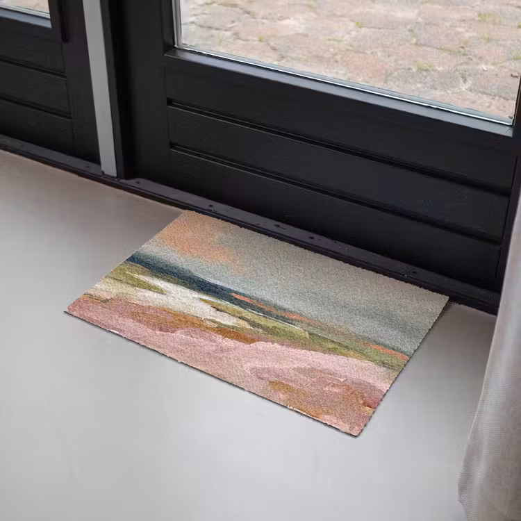 Fußmatte - Landschaft – Fluss – Abstrakt – Rosa – Grün - Landschap - Rivier - Abstract - Roze - Groen Deurmat klein