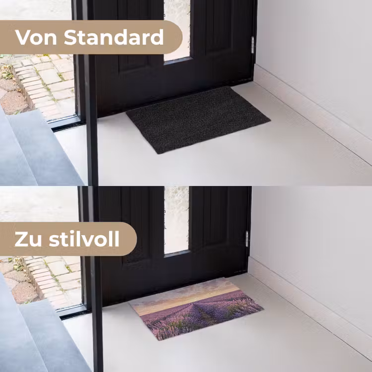 Landschap - Lavendelveld - Paars Deurmat klein -voor-na_DE