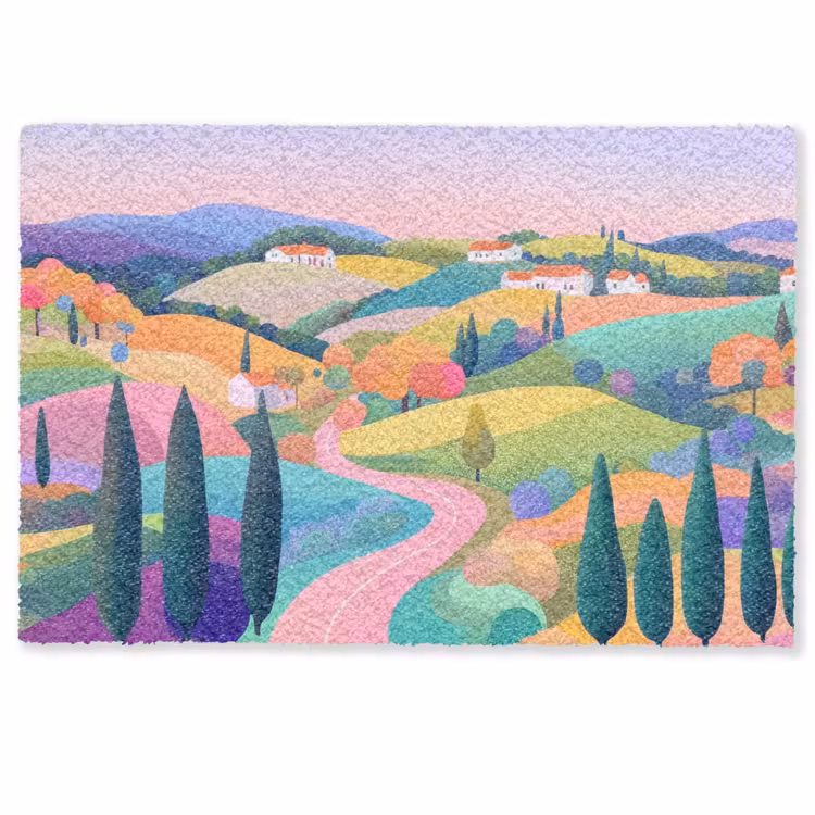 Landschap - Paars - Pastel - Huizen Deurmat klein -zkaufland3d