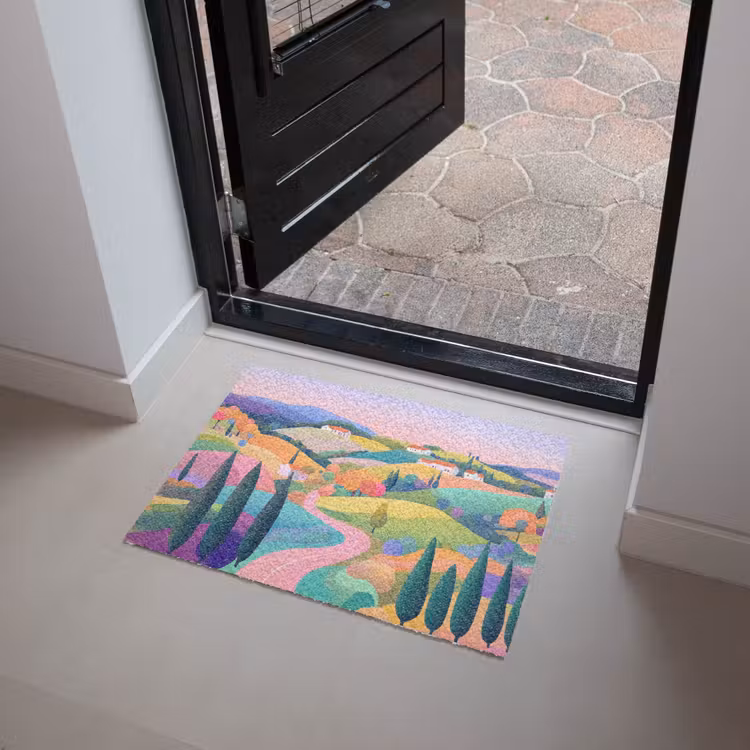 Landschap - Paars - Pastel - Huizen Deurmat klein -sfeer5
