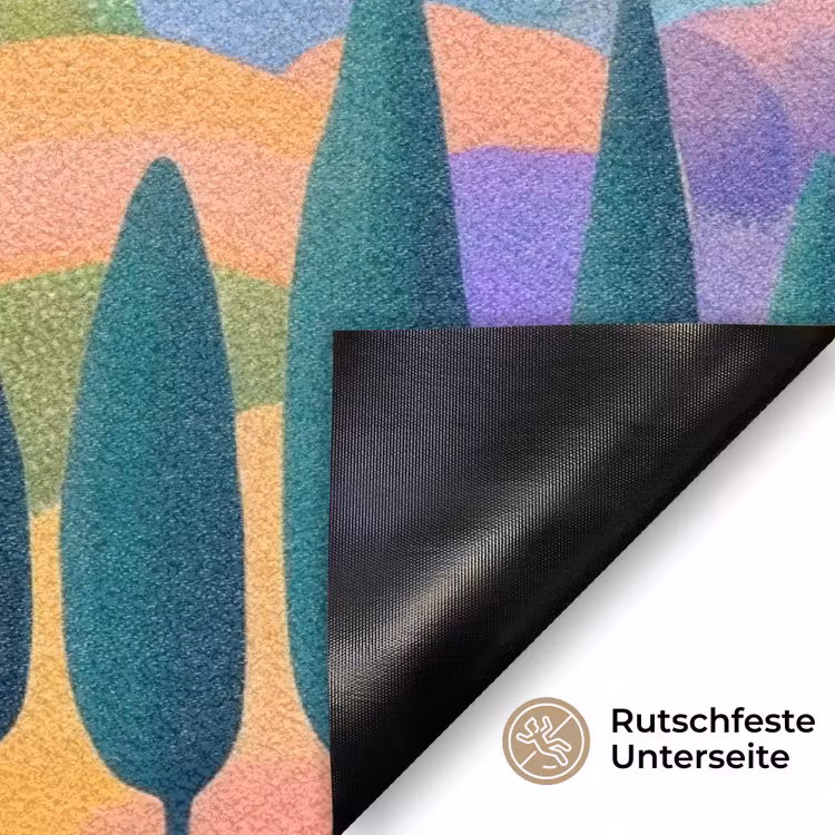Landschap - Paars - Pastel - Huizen Deurmat klein -antislip_DE
