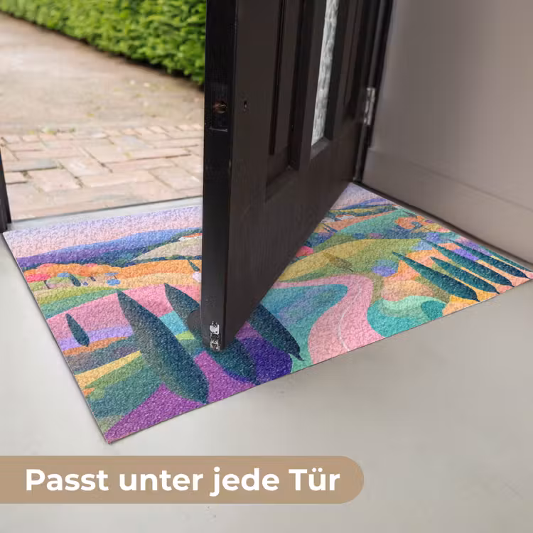 Landschap - Paars - Pastel - Huizen Deurmat klein -USP_DE