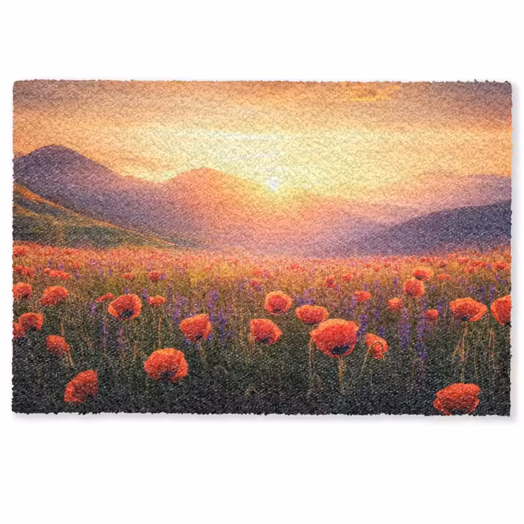 Landschap - Zonsondergang - Bloemenveld Deurmat klein -zkaufland3d