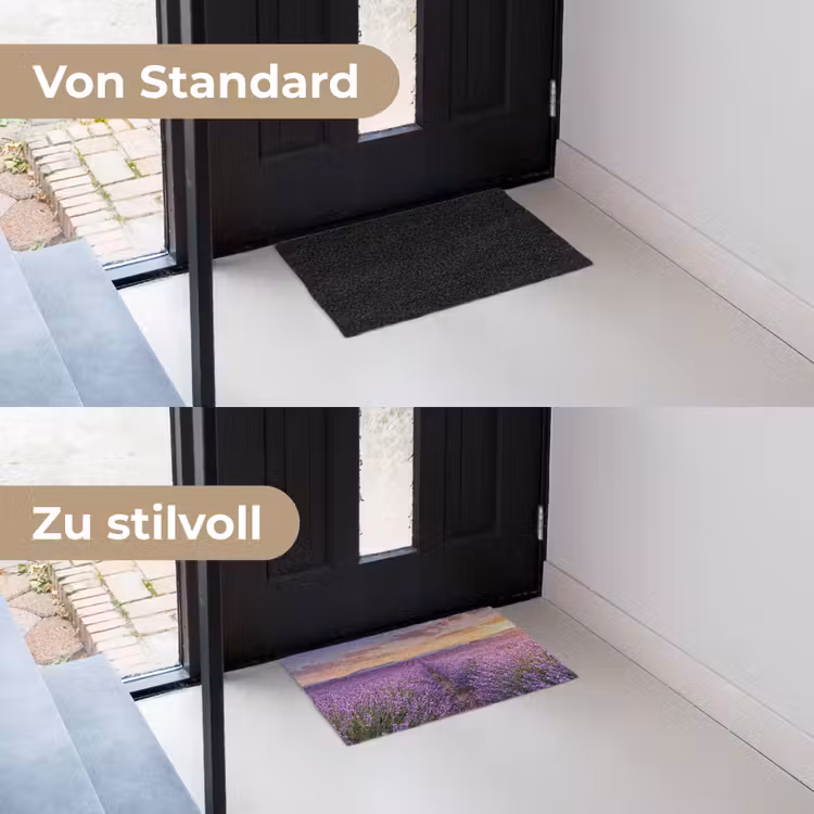 Lavendel - Veld - Natuur - Paars Deurmat klein -voor-na_DE