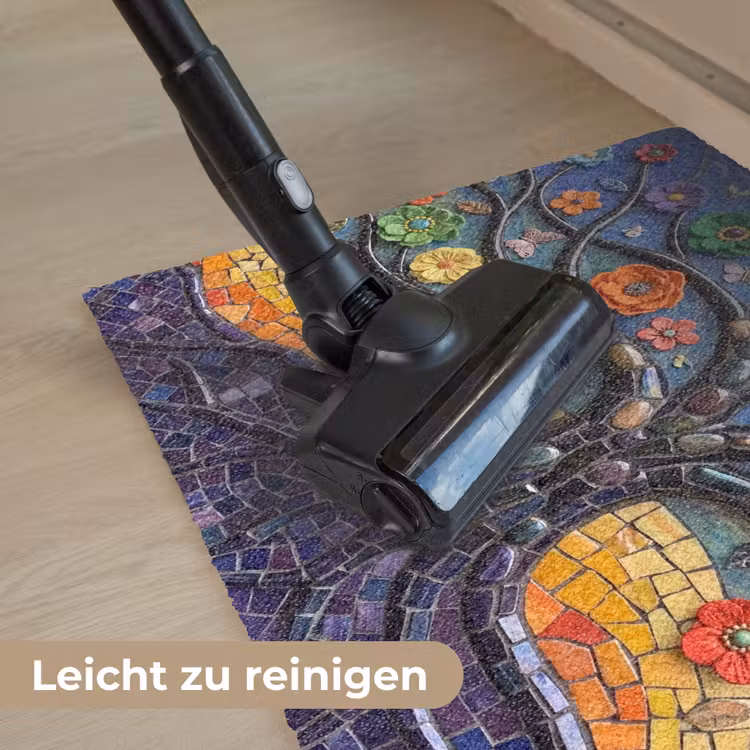 Levensboom - Mozaïek - Bloemen - Kleurrijk - Vrolijk Deurmat klein -reinigen_DE