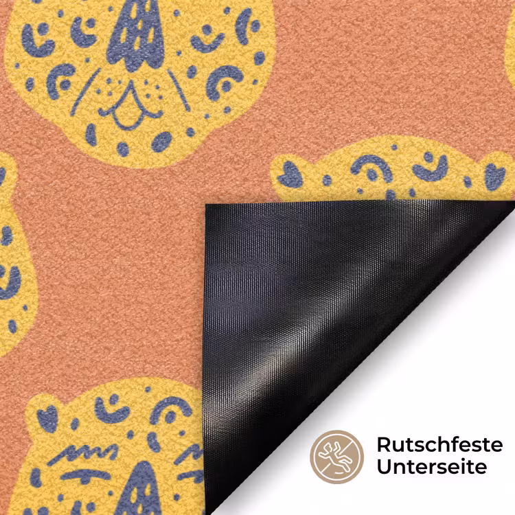 Luipaard - Gezichten - Stippen - Oranje Deurmat klein 898 -antislip_DE