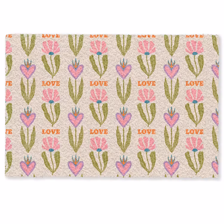 Love - Patroon - Bloemen - Hartjes Deurmat klein 898 -zkaufland3d