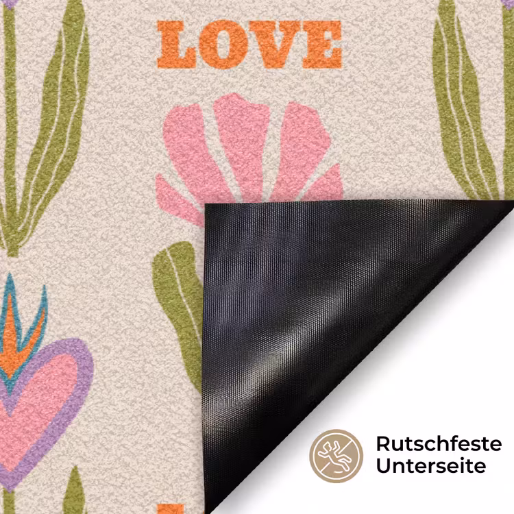Love - Patroon - Bloemen - Hartjes Deurmat klein 898 -antislip_DE