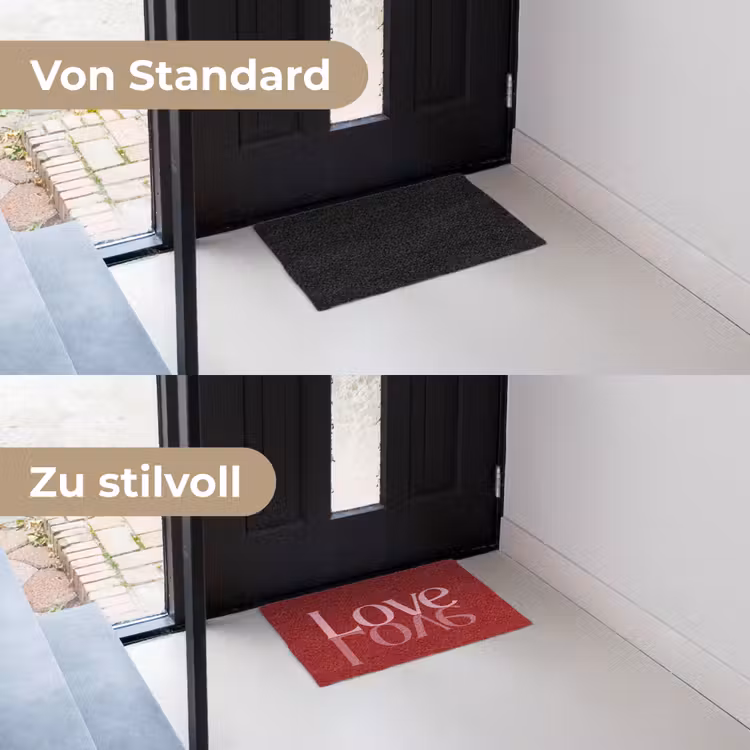 Love - Spiegeling - Rood Deurmat klein -voor-na_DE