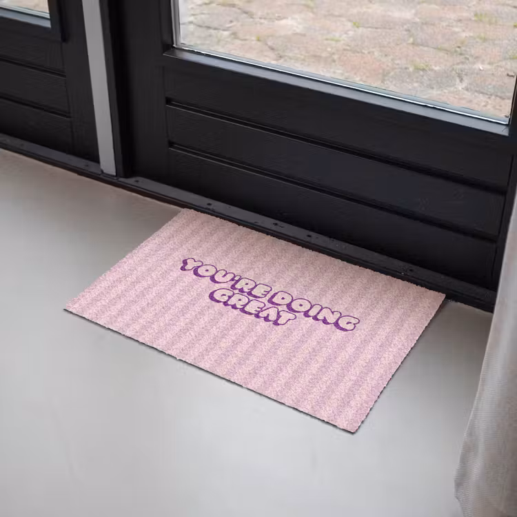 Paars - Strepen - You're doing great - Schaduw Deurmat klein -sfeer2
