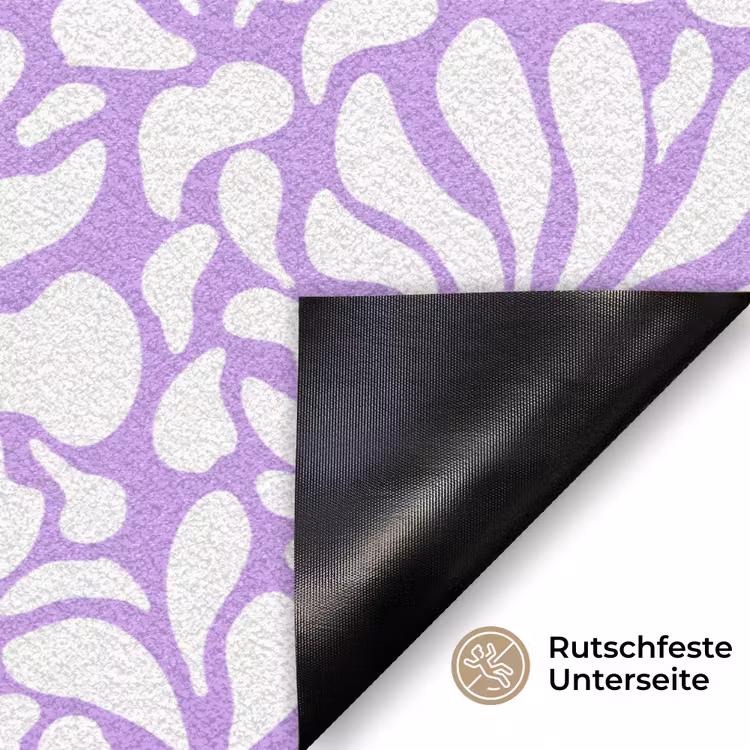 Paars - Wit - Bloemen Deurmat klein 898 -antislip_DE