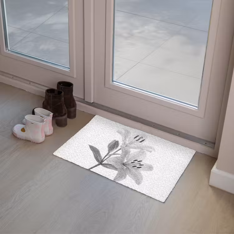 Lelies - Elegant - Zwart - Wit Deurmat klein -sfeer3