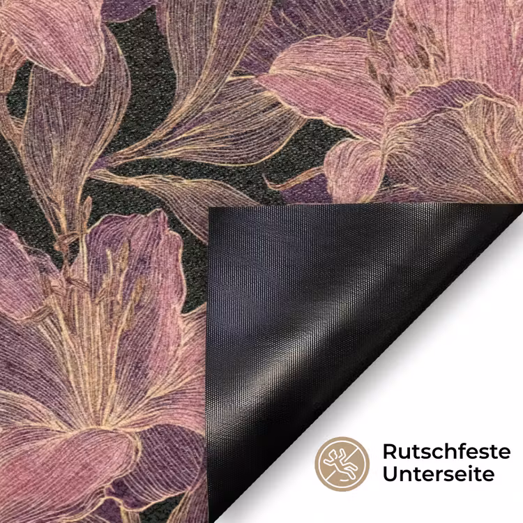 Lelies - Patroon - Paars - Goud Deurmat klein 898 -antislip_DE