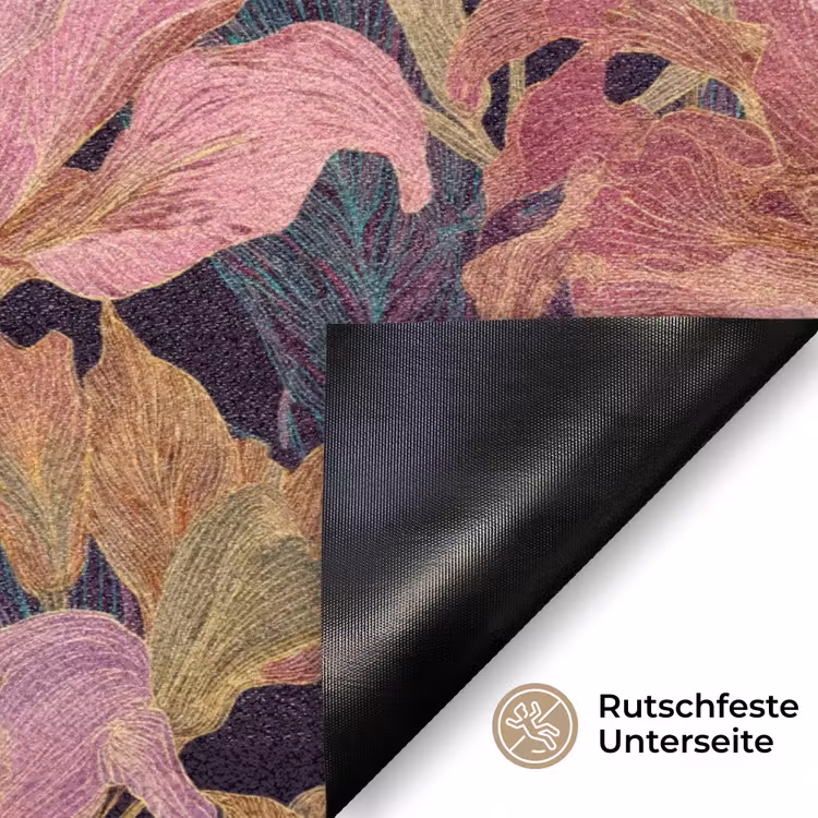 Lelies - Patroon - Roze - Goud Deurmat klein 898 -antislip_DE