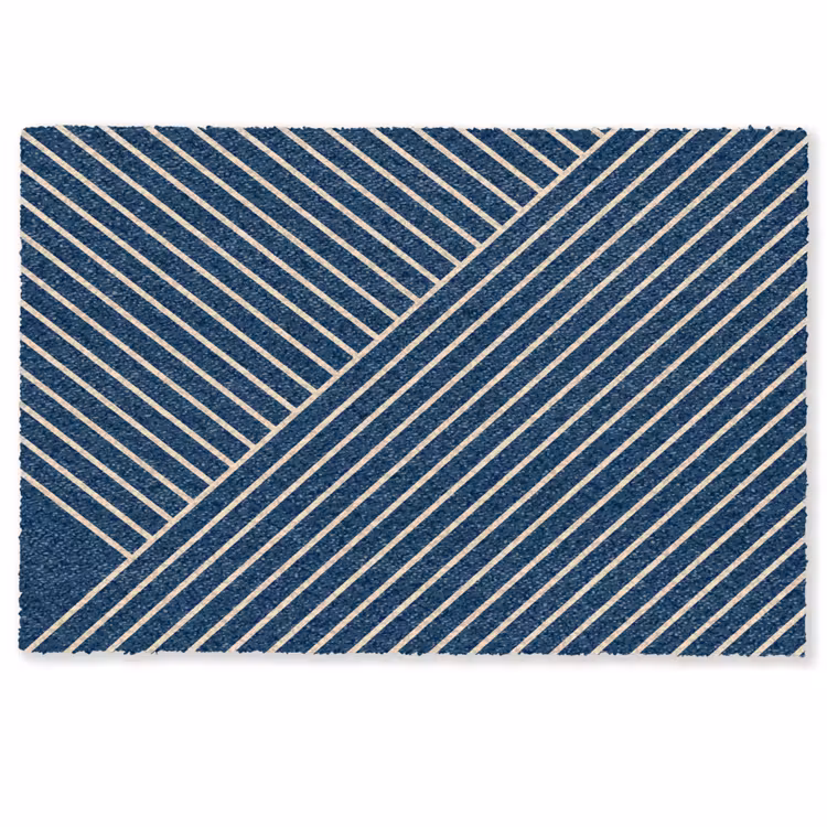 Lijnen - Abstract - Blauw - Wit - Minimalistisch Deurmat klein -zkaufland3d
