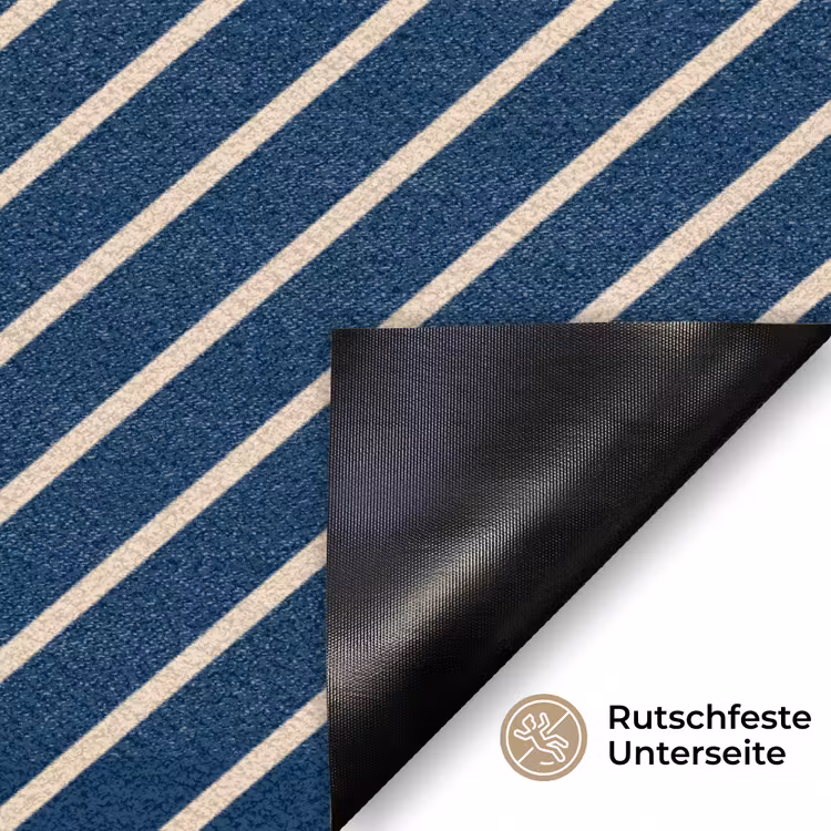 Lijnen - Abstract - Blauw - Wit - Minimalistisch Deurmat klein -antislip_DE