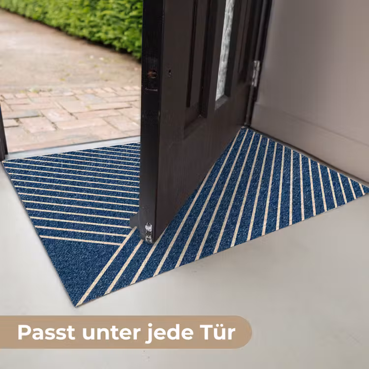 Lijnen - Abstract - Blauw - Wit - Minimalistisch Deurmat klein -USP_DE