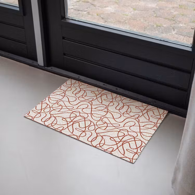 Lijnen - Abstract - Rood - Beige Deurmat klein 898 -sfeer2