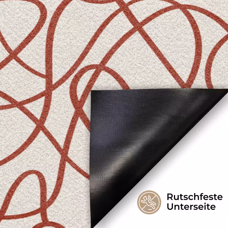 Lijnen - Abstract - Rood - Beige Deurmat klein 898 -antislip_DE