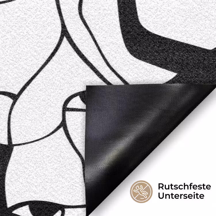 Lijnen - Gezichten - Zwart - Wit Deurmat klein 898 -antislip_DE