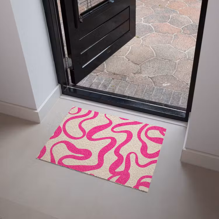 Lijnen - Roze - Beige - Abstract - Minimalistisch Deurmat klein -sfeer5