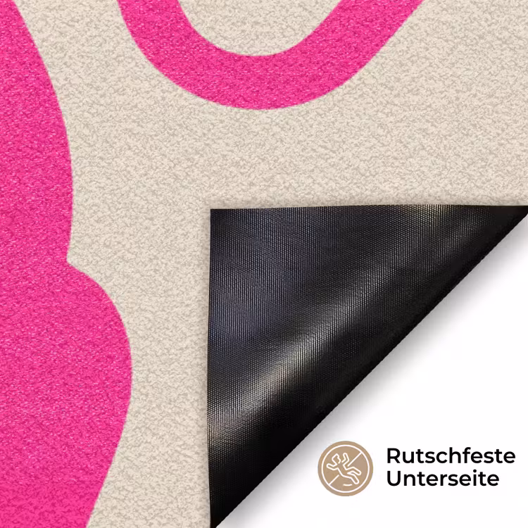 Lijnen - Roze - Beige - Abstract - Minimalistisch Deurmat klein -antislip_DE