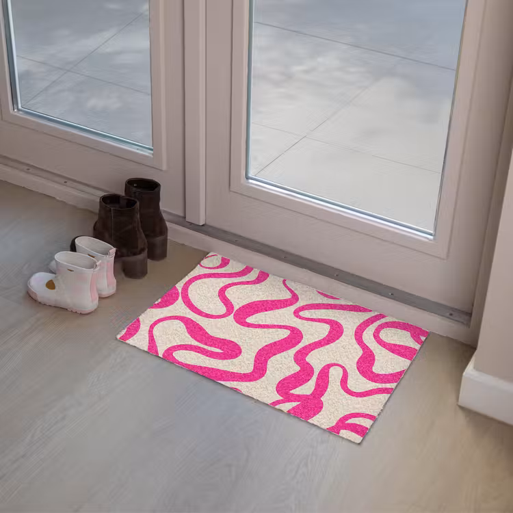 Lijnen - Roze - Beige - Abstract - Minimalistisch Deurmat klein -sfeer3