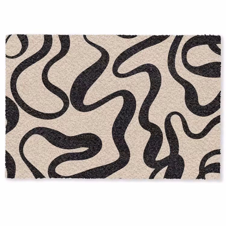 Lijnen - Zwart - Beige - Abstract - Minimalistisch Deurmat klein -zkaufland3d